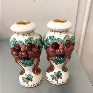Beautiful pair of Ganz Holiday Candlesticks/ Bella Casa Candlesticks